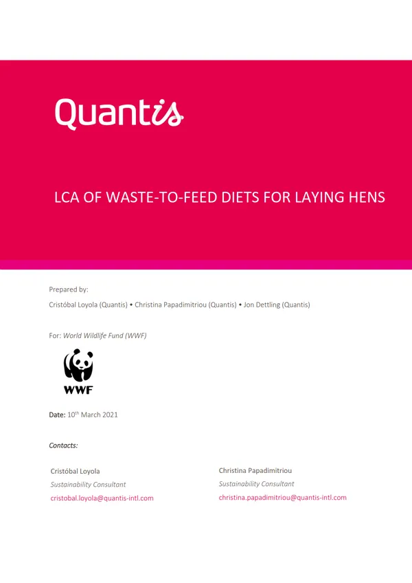 A scientific report cover with the title "Quantis" and the WWF panda logo.