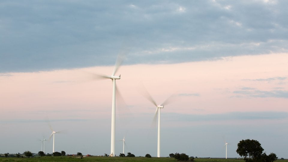 Landscape with large windmills