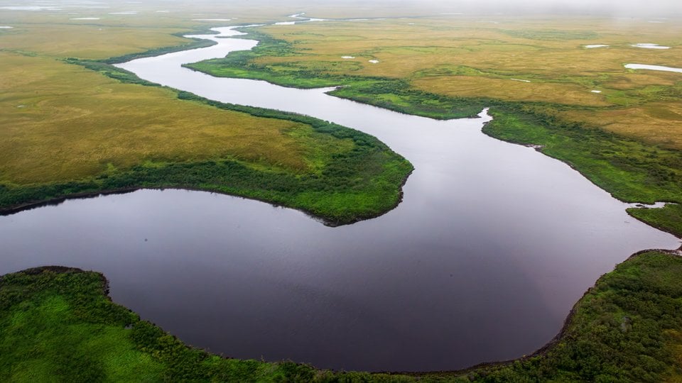 aerial view of Yukon River, Alaska