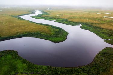 aerial view of Yukon River, Alaska