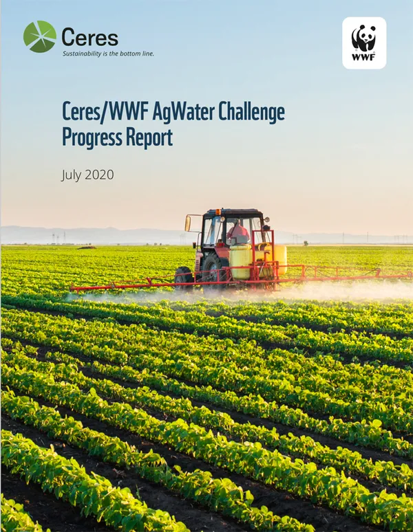 report cover with image of farmer in vehicle spraying rows of green crops