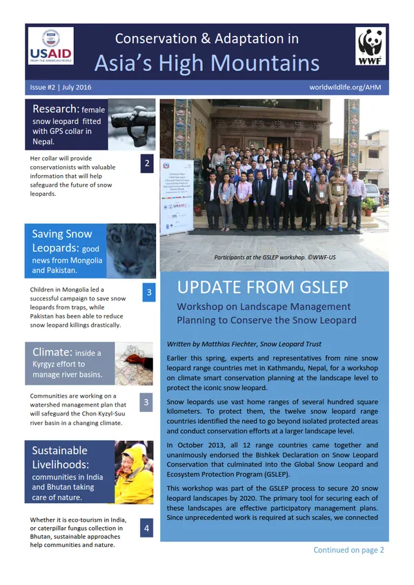 report cover featuring table of contents and image of several dozen people posing outside of event