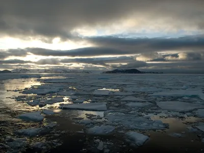 Ocean ice in a dark and ominous landscape