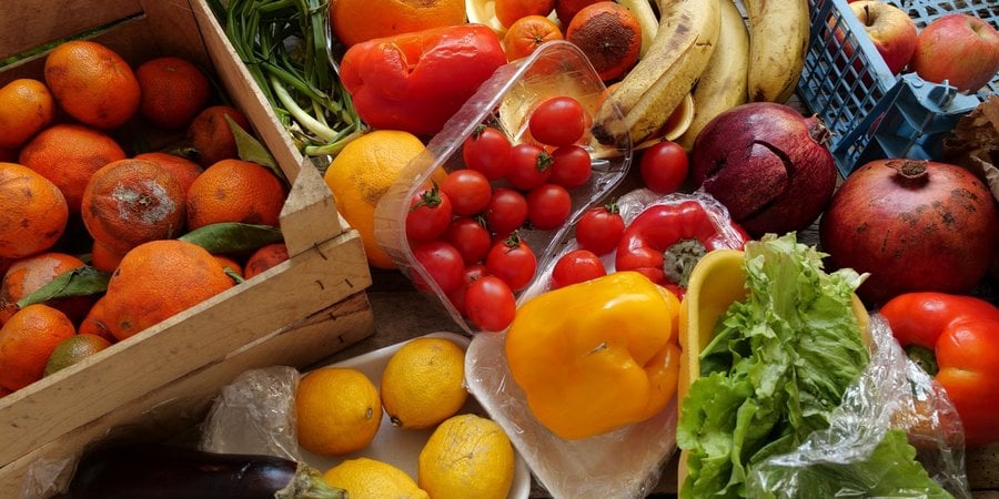 Damaged and rotting fruits and vegetables