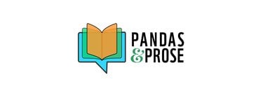 Pandas and Prose logo featuring book and word bubble combination