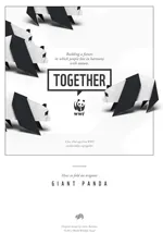 A graphic with the word 'Together' and several origami pandas on a white background