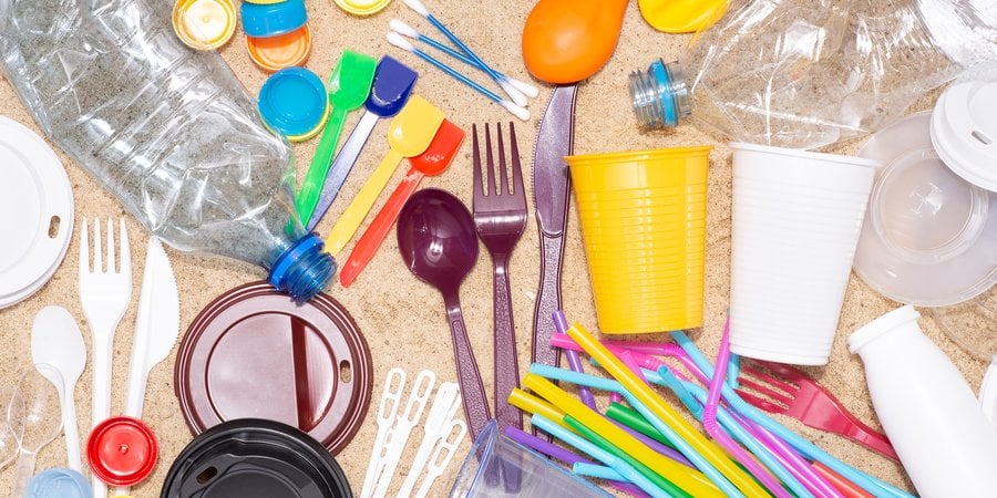 various single-use plastic items