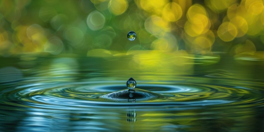 a single drop of water creating a ripple