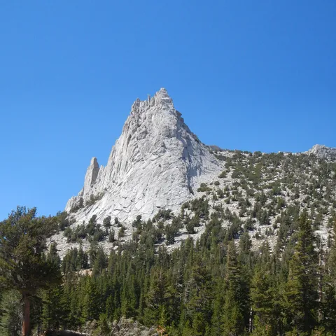 Landscape of grey mountain with sharp peak